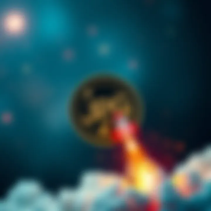 Graphic showing the JPGCoin logo with a rocket symbolizing its launch on BitMart Exchange