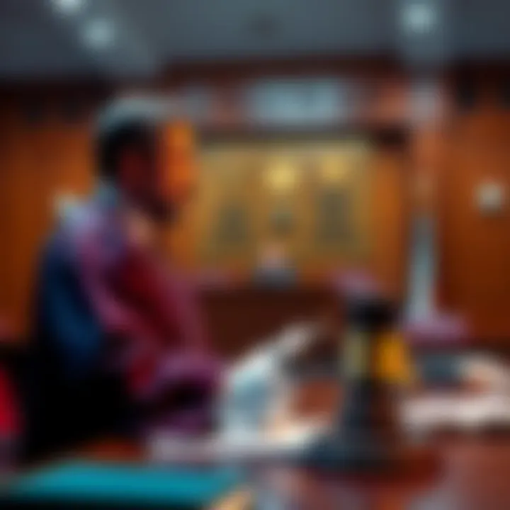 A judge in a courtroom makes a ruling in favor of Uniswap, symbolizing a legal victory for the cryptocurrency platform.