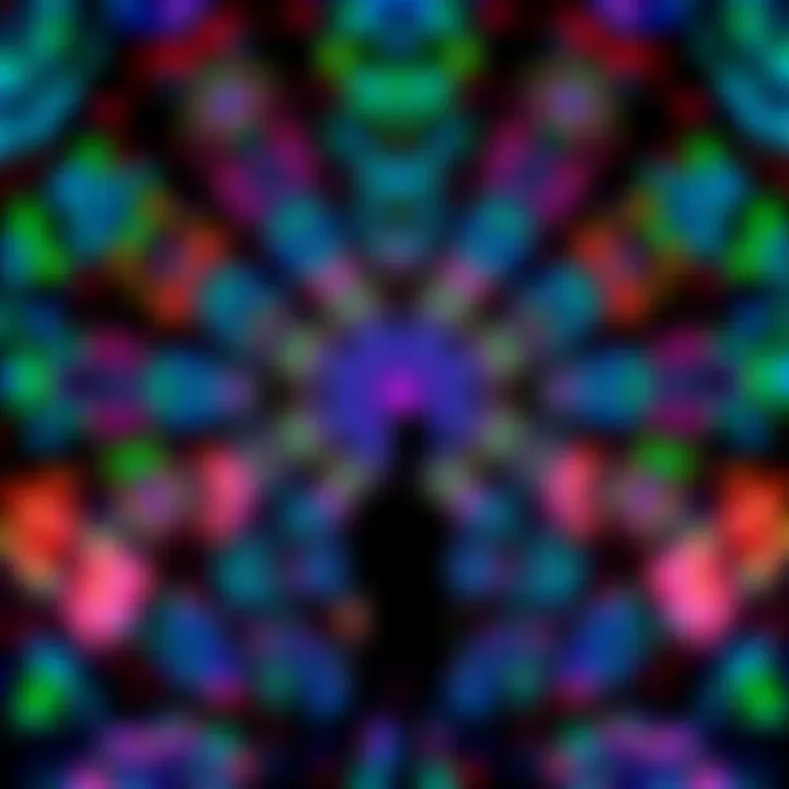 Kaleidoscope Core Creation A player creating Anis/Pharanes in a vibrant digital environment, showcasing colorful patterns and shapes.