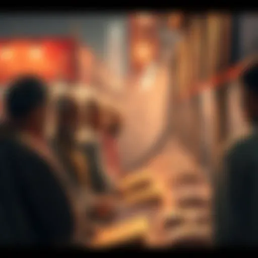 People discussing language issues affecting betting outcomes at a market event