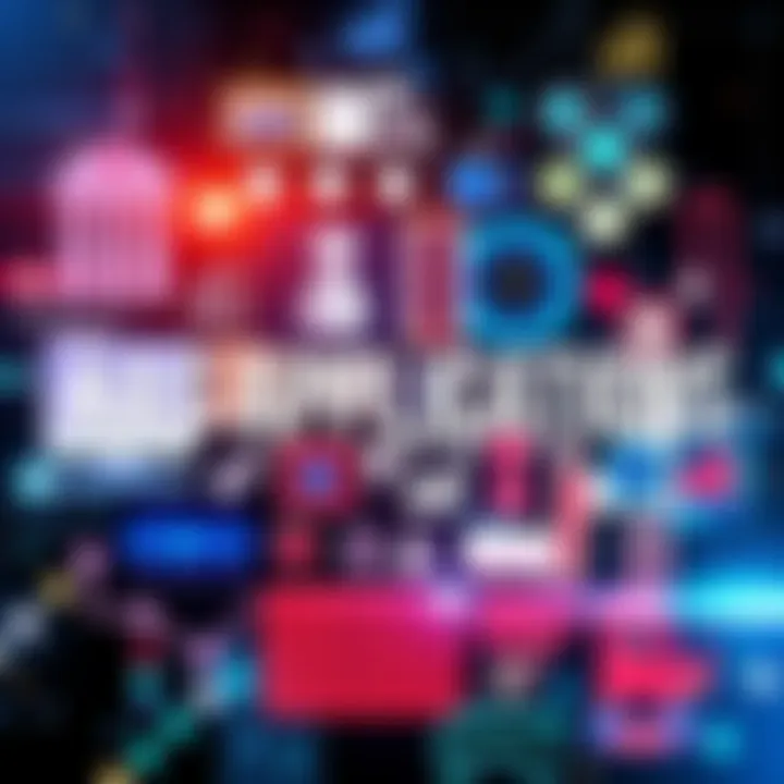 A collage showing various industry applications of KAS technology, including finance, healthcare, and logistics