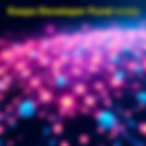 Illustration showing a blockchain network with contributions from Rust, DAGKnight, and Sparkle for Kaspa's $6 million developer fund.