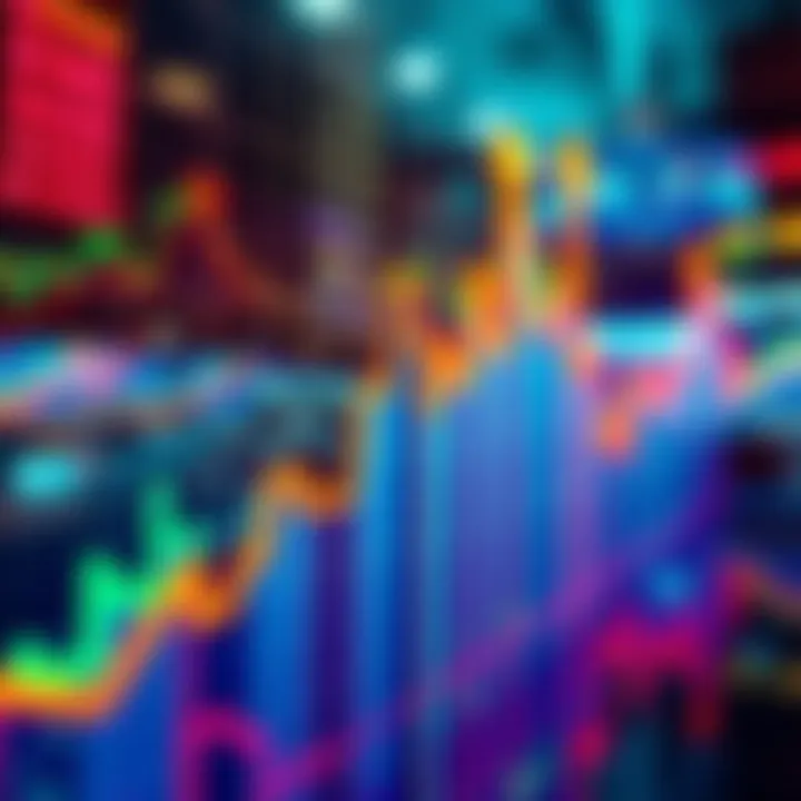 Graph showing rising prices of kaspa with vibrant colors and upward trend arrows, indicating investor interest and market activity.