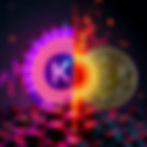 A visual comparison featuring symbols of Kaspa and Bitcoin, showcasing their key differences and innovations in cryptocurrency.