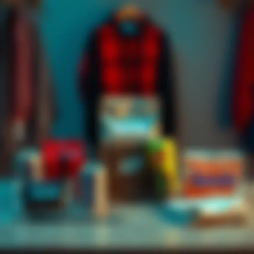 A variety of Kendu products including coffee, energy drinks, and clothing displayed on a table