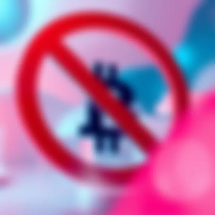 Klaviyo's Crypto Ban A graphic showing a red prohibition sign over a Bitcoin symbol, representing Klaviyo's ban on cryptocurrency mentions.