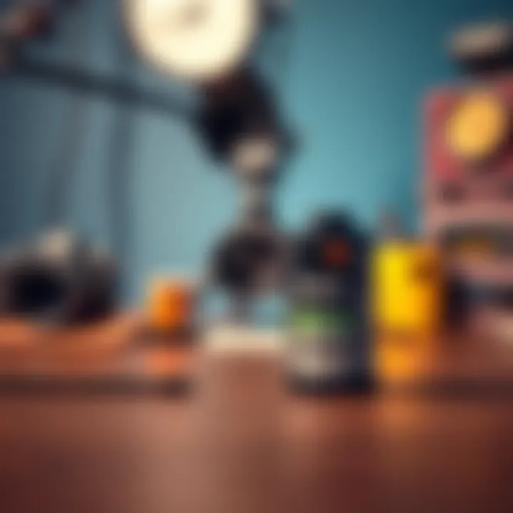 A roll of Kodak Aerocolor 2460 film placed on a table with a camera and photo equipment in the background