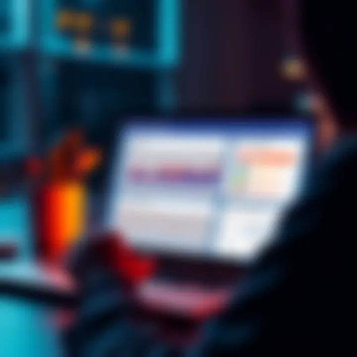 A person reviewing different tax report options on a laptop screen with Koinly's interface on display, highlighting the Complete Tax Report and IRS report forms.