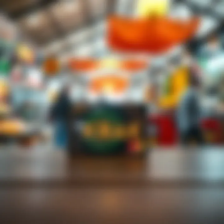 A Krak card placed on a wooden table with a blurred background of a bustling market scene