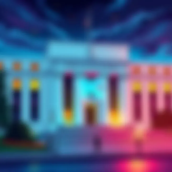 Illustration depicting Kraken's logo with the Federal Reserve building in the background, symbolizing the partnership between the crypto firm and the central bank.