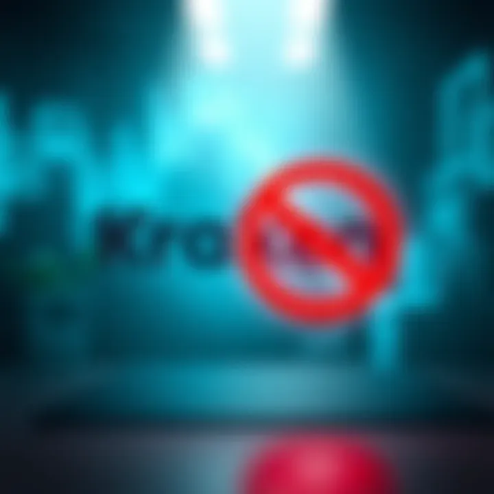 Kraken Account Suspension A graphic showing Kraken logo with a red prohibition symbol, symbolizing account suspension over self custody fraud claims