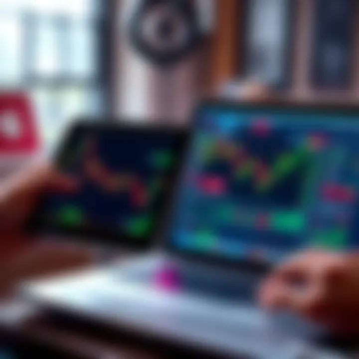 A split screen showing the Kraken Pro app on an iOS device and desktop, highlighting syncing problems with charts and watchlists.