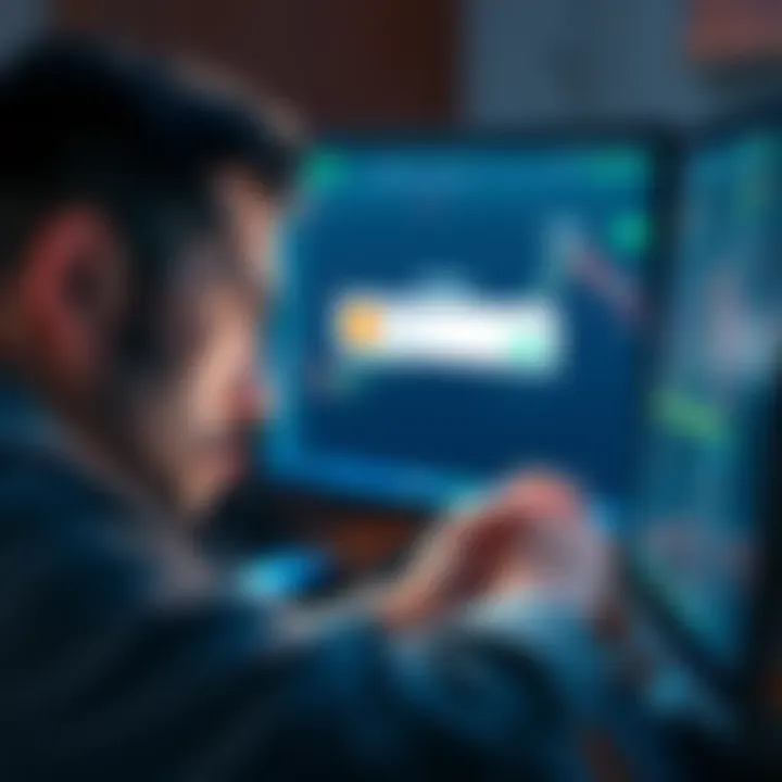 A person looking at a computer screen with a concerned expression, showing a cryptocurrency exchange interface and a transaction marked as pending.