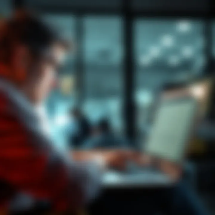 Person checking their email on a laptop, looking worried about a potential scam involving Kroll distribution and Blackfi refunds.