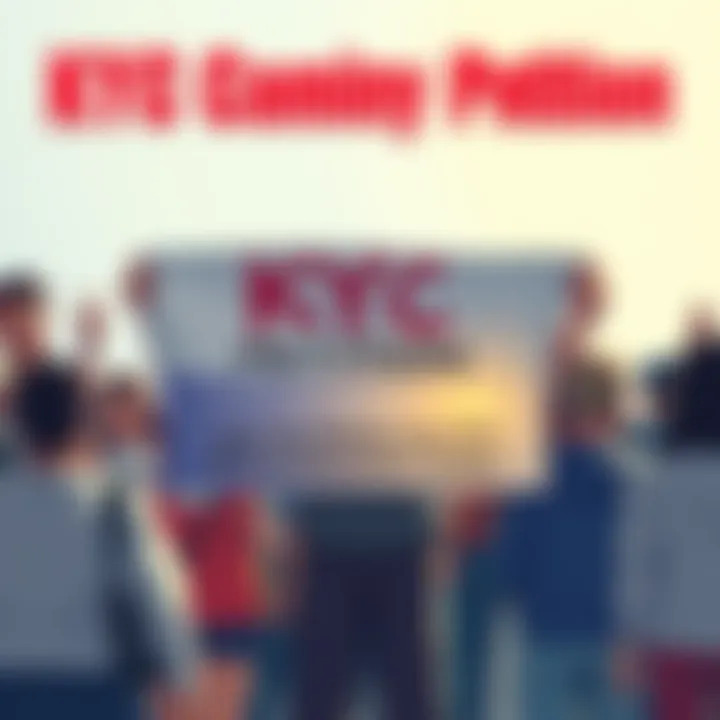 A group of people holding a petition banner for KYC status resolution, showing determination and unity in their effort.