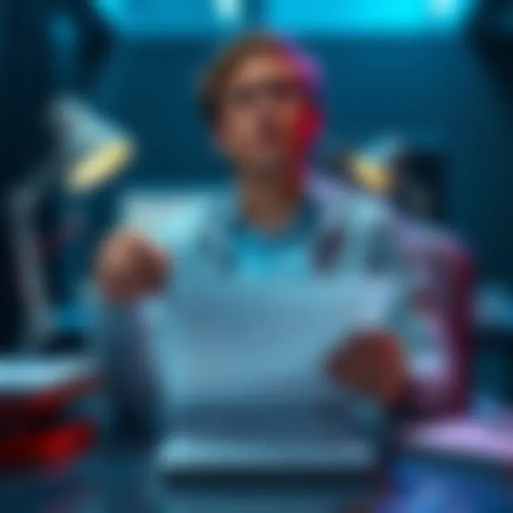 KYC Verification Challenge A person sitting at a desk looking frustrated while holding a letter about a โฌ2000 deposit demand for KYC verification.
