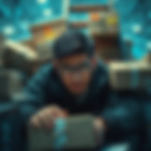A frustrated player surrounded by parcels, waiting to convert cash in a ladder challenge