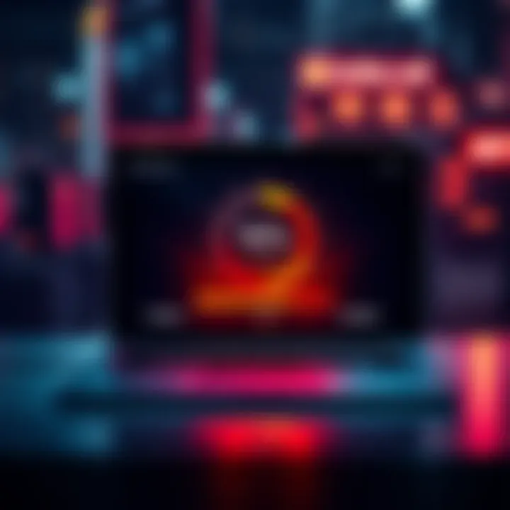 A laptop showing a speed test result with a low gathering rate display