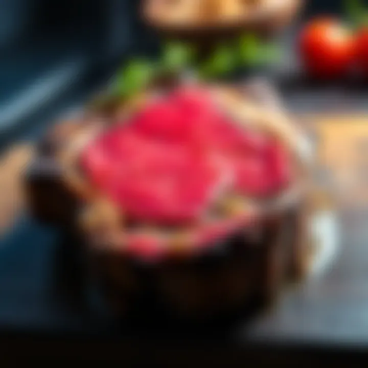 A close-up view of a choice ribeye steak showcasing a large spinalis muscle at Wegmans in Brooklyn