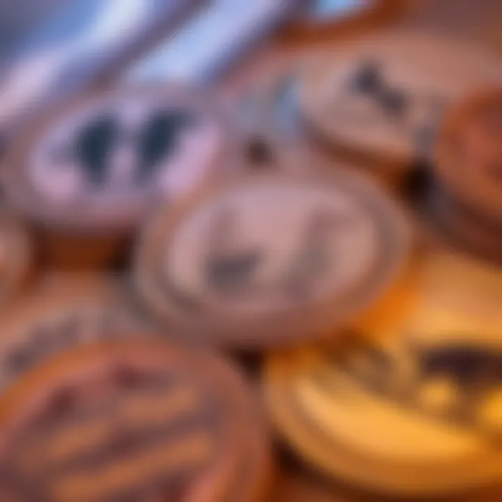A close-up of QFG4 wooden coasters featuring laser engraved designs inspired by childhood memories, made from acacia wood.