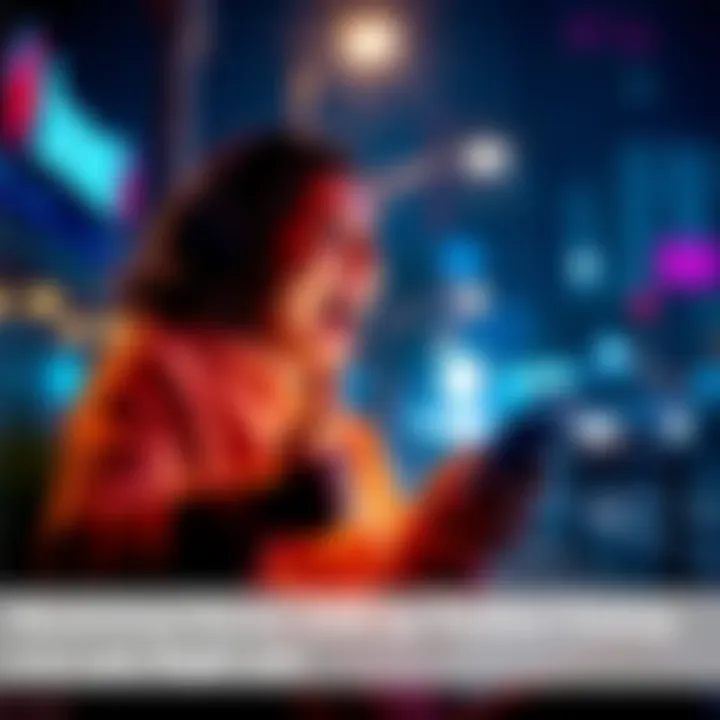 Late-night app boost A person excitedly using their phone late at night, celebrating a successful app boost just before it expires.