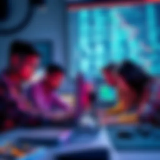 A group of developers collaborating on technology projects, with computers and coding on the screens, symbolizing progress for LayerAi.