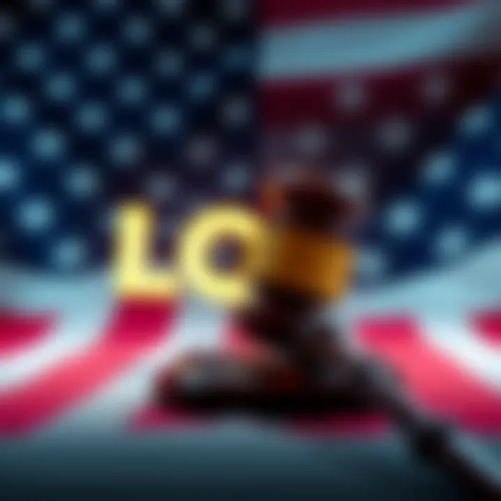 A graphic showing the LCX logo with a gavel representing regulation, set against a backdrop of the USA flag