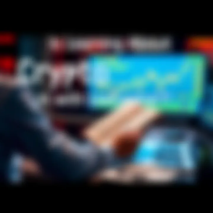 Learning about cryptocurrency Person reading a book on cryptocurrency with a laptop and charts on the table