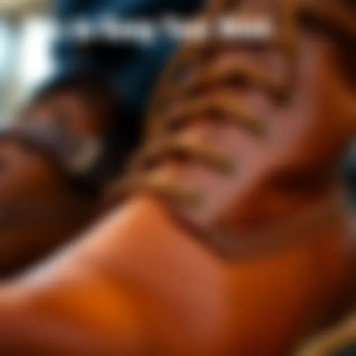 Leather boot with crisp welt Close-up of a leather boot showcasing a sharp and flat welt area near the toe