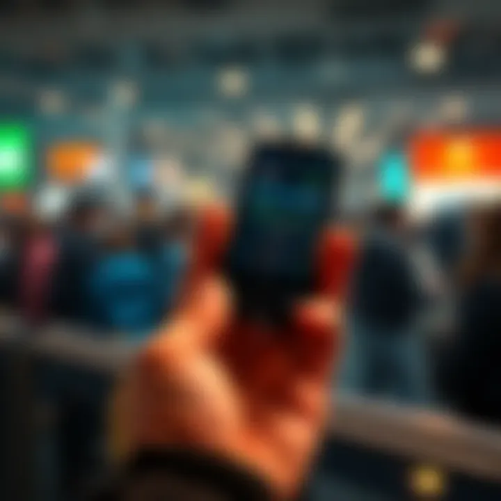 A person holding a Ledger Nano X cold wallet with a smartphone displaying cryptocurrency stats in the background.