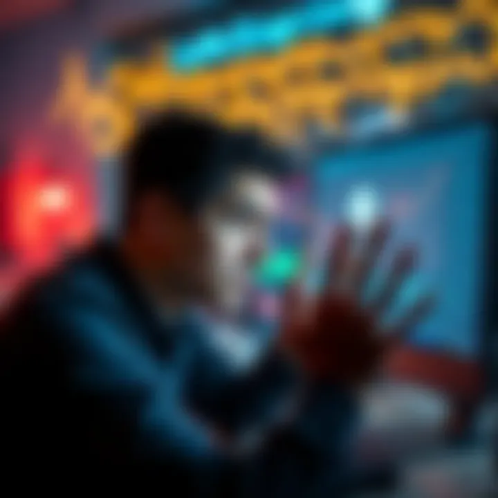 A frustrated user staring at a computer screen with Ledger Live open, looking confused and worried about data loss.