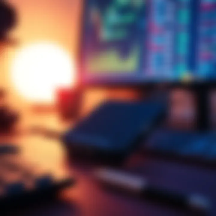 A Ledger Wallet resting on a desk with a computer screen showing cryptocurrency data