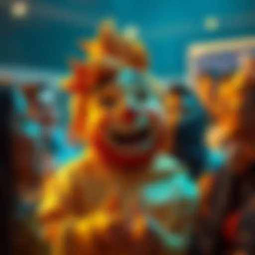 A cheerful character named Leo shares jokes with a group, causing everyone to laugh out loud.