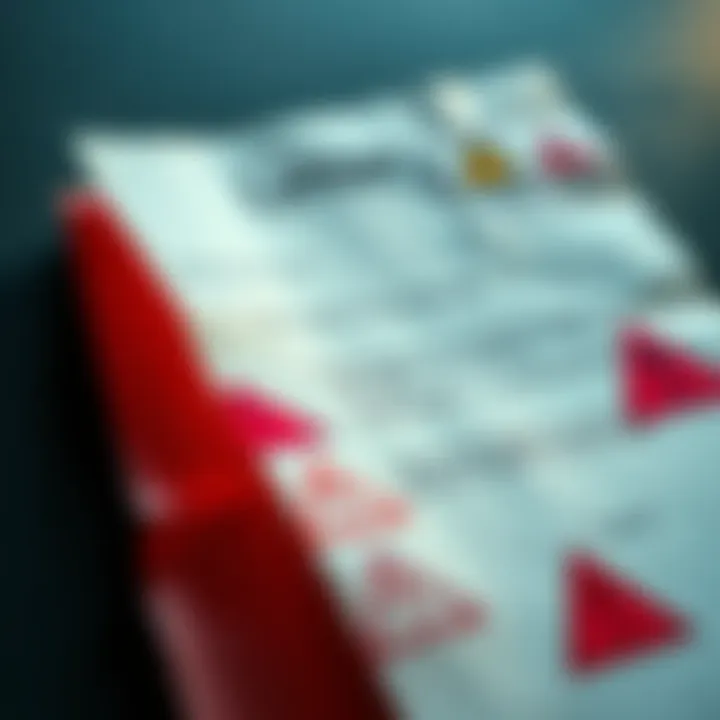 A close-up of a suspicious letter with highlighted red flags and warning symbols, indicating potential scam signs.