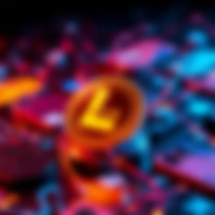 A digital representation of the Link token symbolizing financial transactions on multiple platforms, with a background of electronic payment icons.