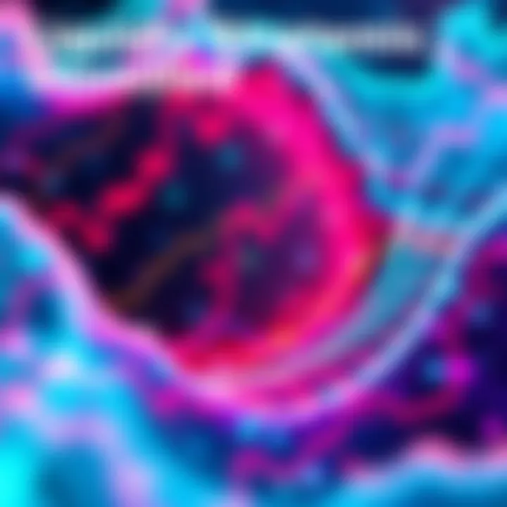 An abstract representation of liquidity pools with vibrant colors depicting performance metrics and risk analysis.