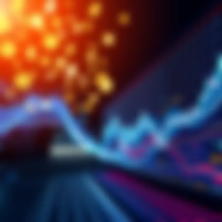 Illustration showing cash flow transitioning from cryptocurrency symbols to U.S. stock market graphs.