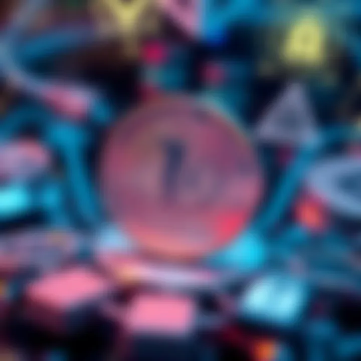 A visual representation of Litecoin, showing a digital coin symbolizing decentralization without a central figure, surrounded by secure icons.