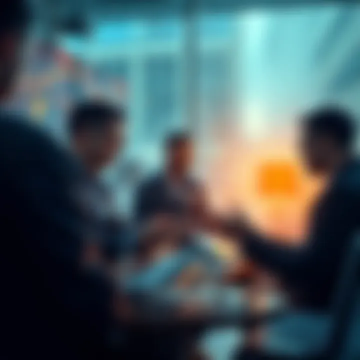 Traders engaging in a lively discussion about Litecoin trading strategies and market trends