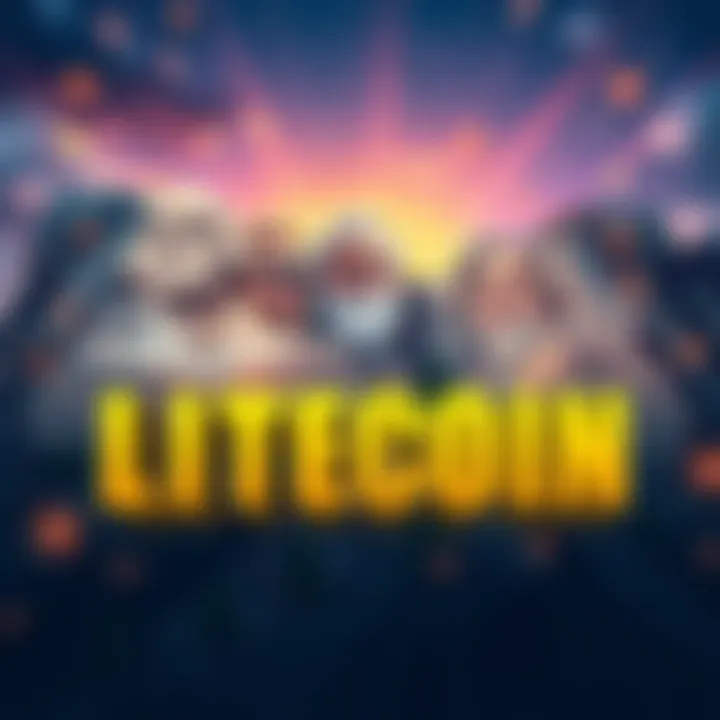 A digital illustration of a mountain featuring the faces of notable figures in Litecoin alongside Chuck Norris, showcasing a fun debate among enthusiasts.