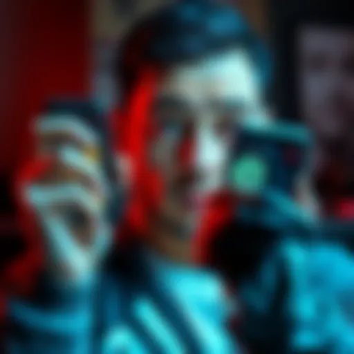 A person looking concerned while holding a phone showing Litecoin images, symbolizing scam alerts.