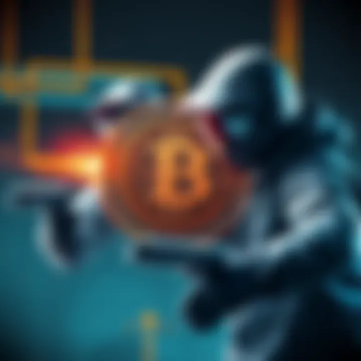 Illustration of hackers targeting Litecoin's privacy layer with a zero-day exploit, symbolizing security threats in cryptocurrency.