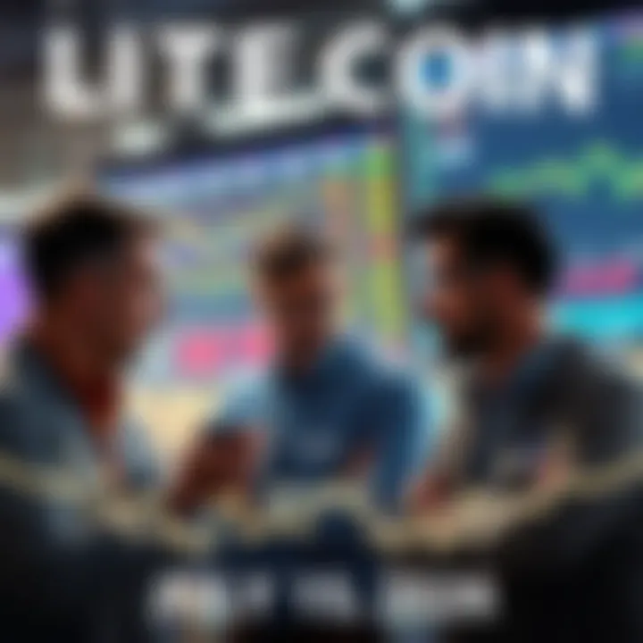 Traders engaging in a conversation about Litecoin trading strategies and market insights.