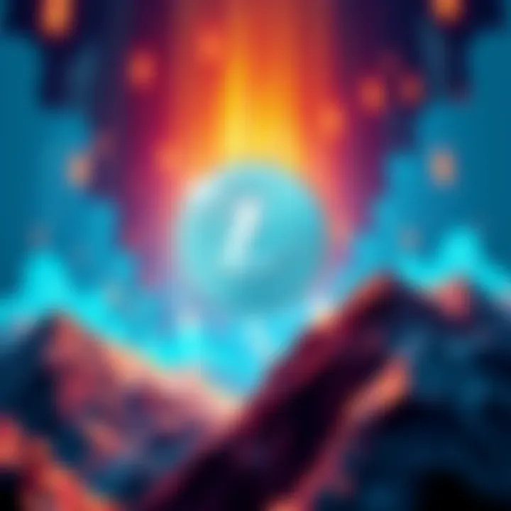 A visual representation of Litecoin evolving with smart contracts and DeFi features, showing cryptographic elements and a digital landscape