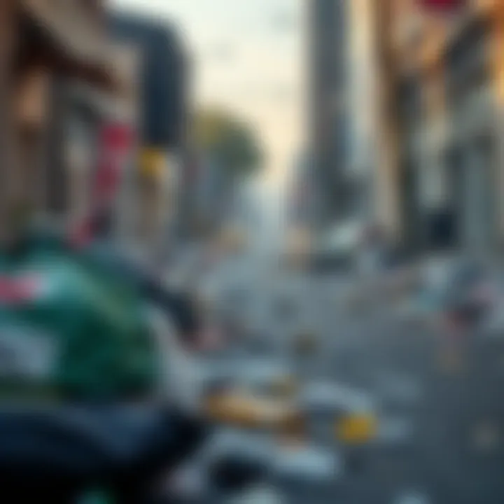 Litter on Local Street After Update Street littered with trash and debris after a graphics update, showing concerns for community cleanliness and safety.