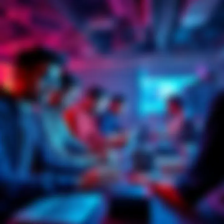 A group of people coding and brainstorming at LNM Hacks 8.0 in Jaipur