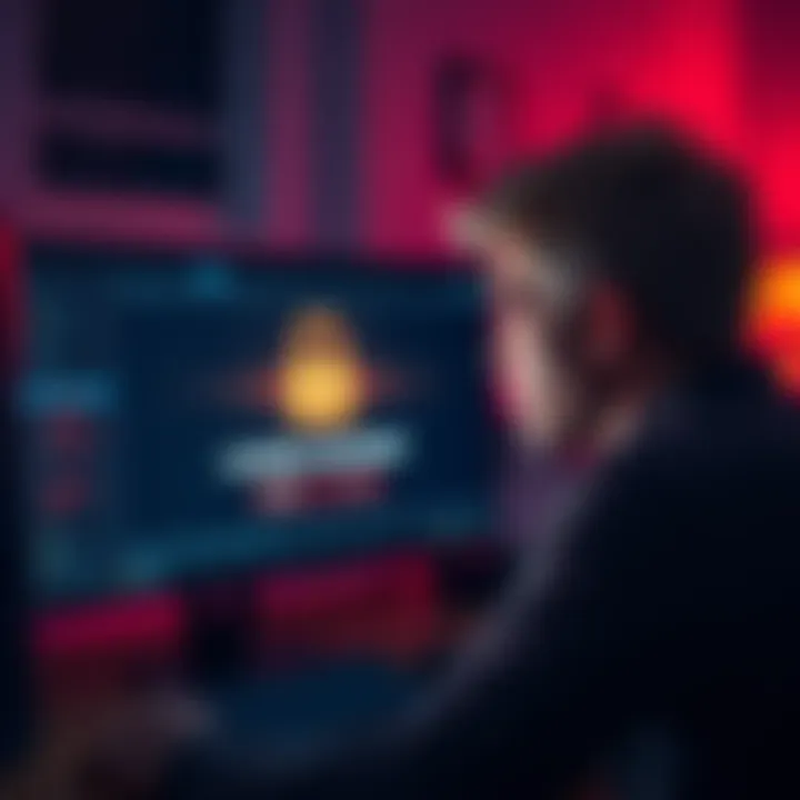 A frustrated person looking at a computer screen showing a locked account message, with a clock indicating time passing.