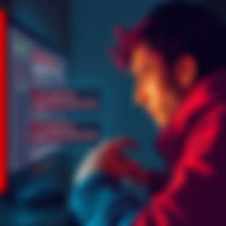 A person frustrated with their Loopring wallet, looking at a computer screen showing error messages while trying to transfer LRC.