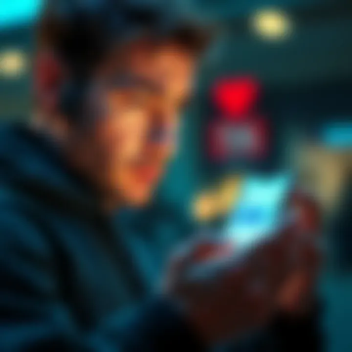 A person looking worried while checking their bank account on a smartphone, showing a missing amount of money.