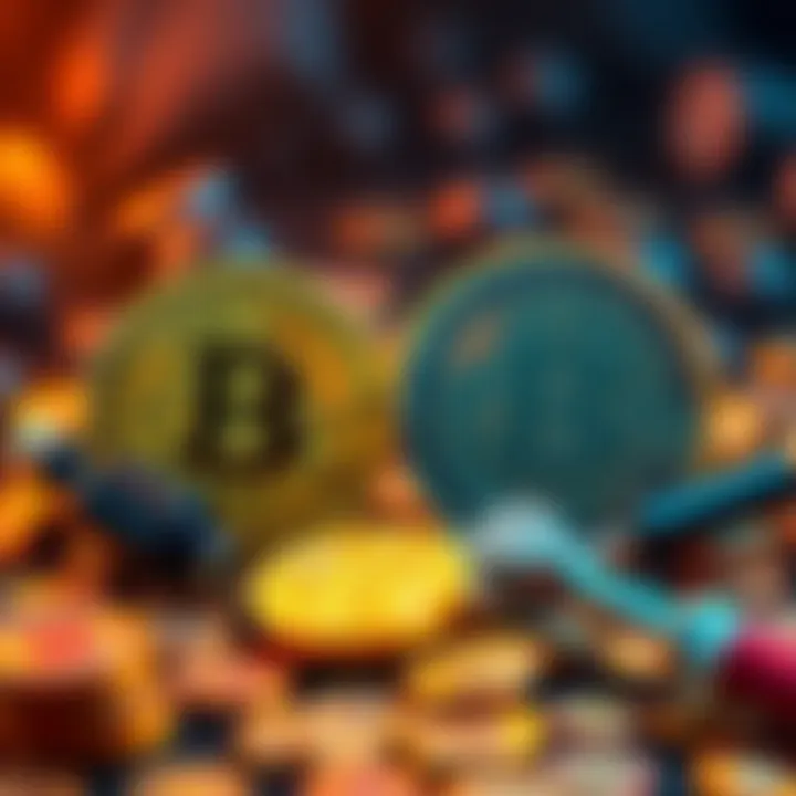 A graphic showing BTC and BCH logos with coins and mining tools, illustrating the choice between lottery mining options.